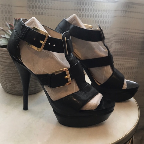 Michael Kors Shoes - Michael Kors 5” Platform Sandals w Gold Buckles